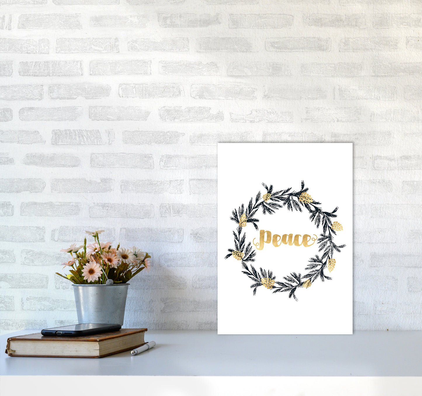 Peace Christmas Art Print by Kookiepixel A3 Black Frame