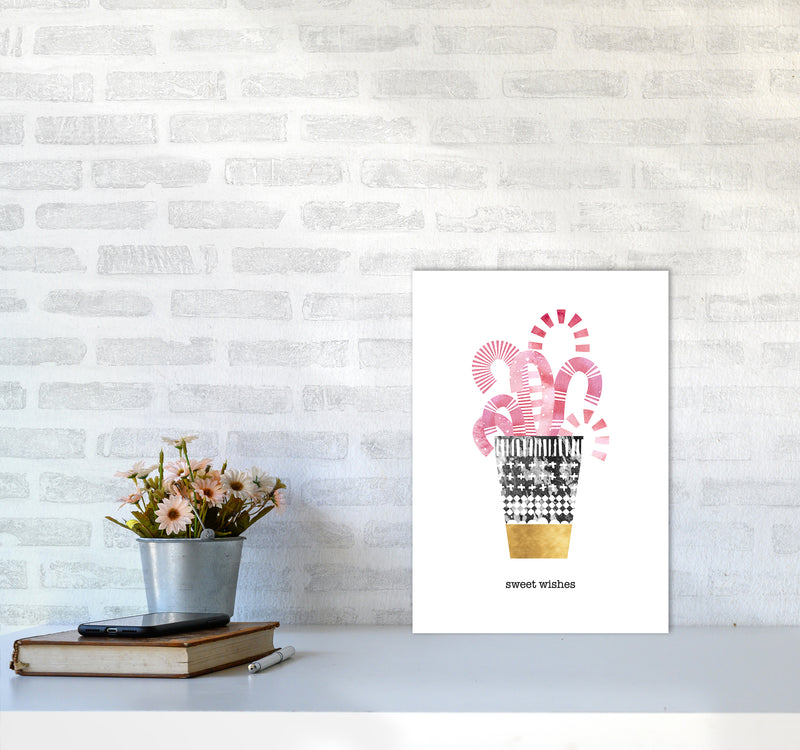 Sweet Wishes Christmas Art Print by Kookiepixel A3 Black Frame