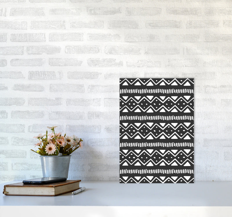 Tribal Pattern Abstract Art Print by Kookiepixel A3 Black Frame