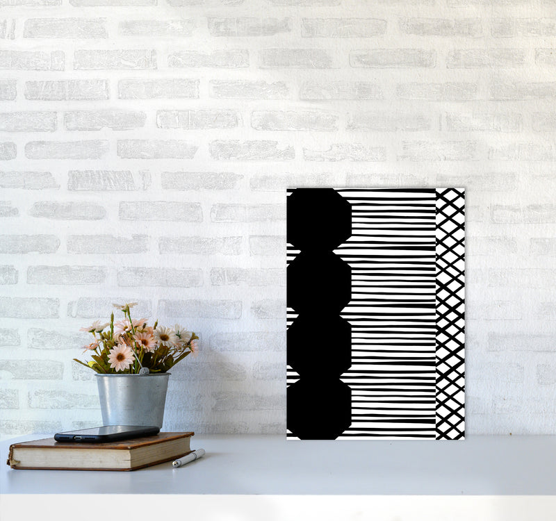 Patchwork Abstract Art Print by Kookiepixel A3 Black Frame