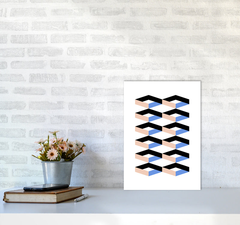 Cubes Geometric Art Print by Kookiepixel A3 Black Frame
