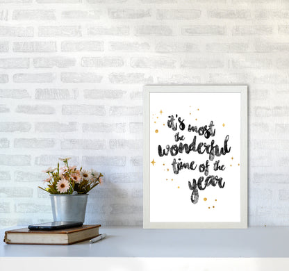 Wonderful time No 1 Christmas Art Print by Kookiepixel A3 Oak Frame