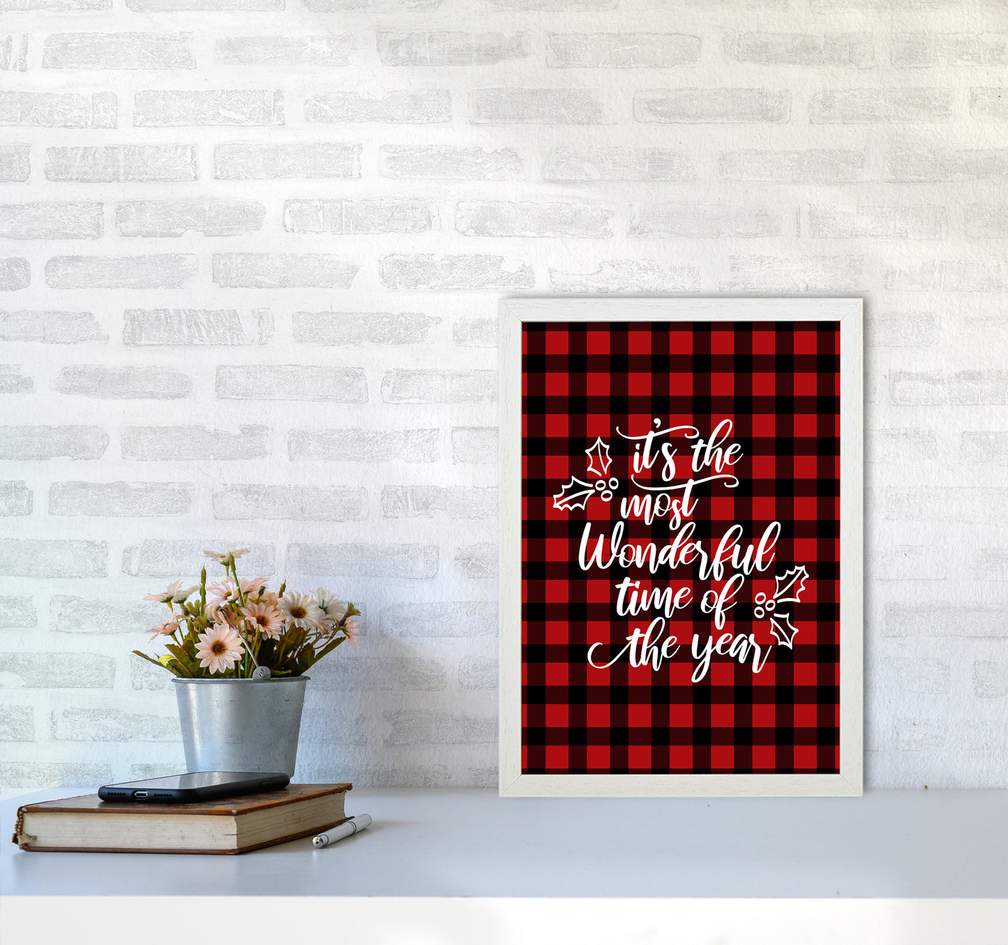 Wonderful time Christmas Art Print by Kookiepixel A3 Oak Frame