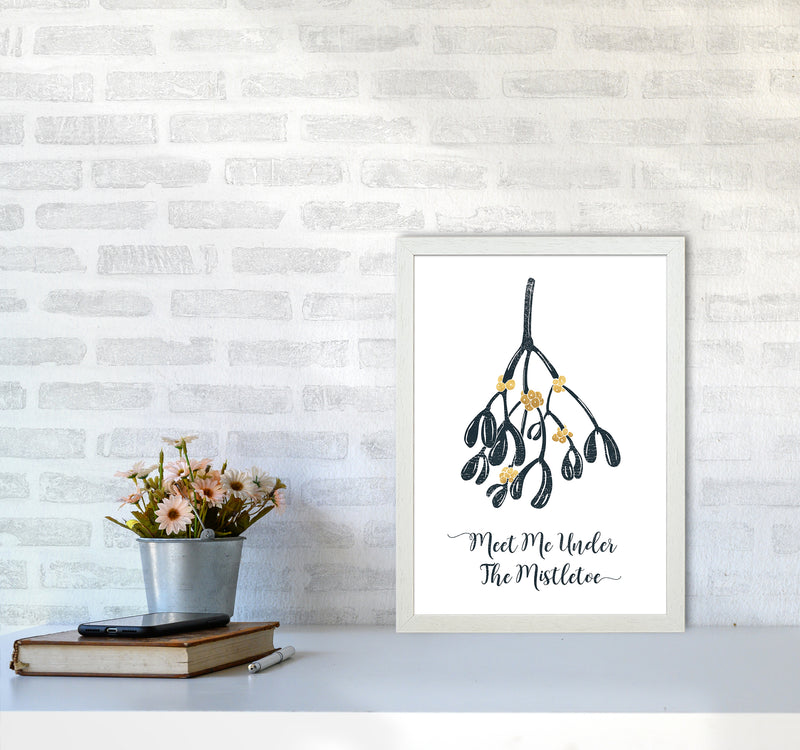 The Mistletoe Christmas Art Print by Kookiepixel A3 Oak Frame