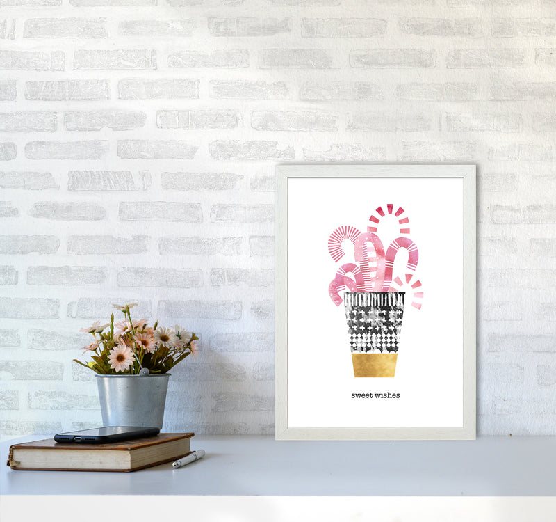 Sweet Wishes Christmas Art Print by Kookiepixel A3 Oak Frame