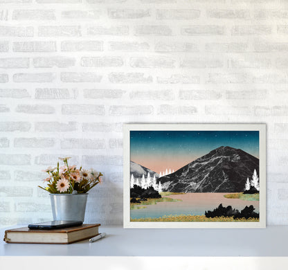 The Lake Art Print by Kookiepixel A3 Oak Frame