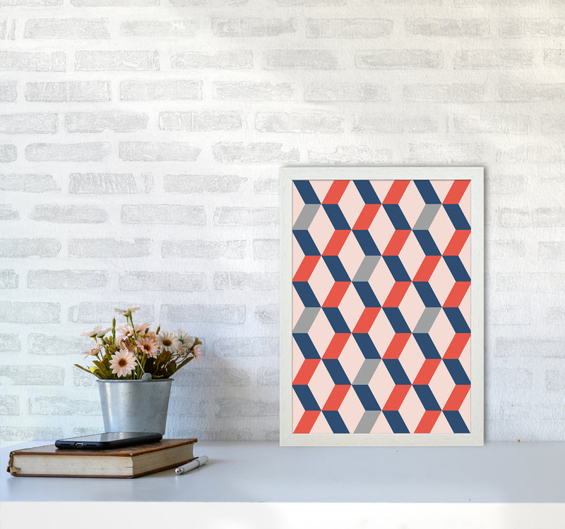 Retro Pattern No 1 Abstract Art Print by Kookiepixel A3 Oak Frame