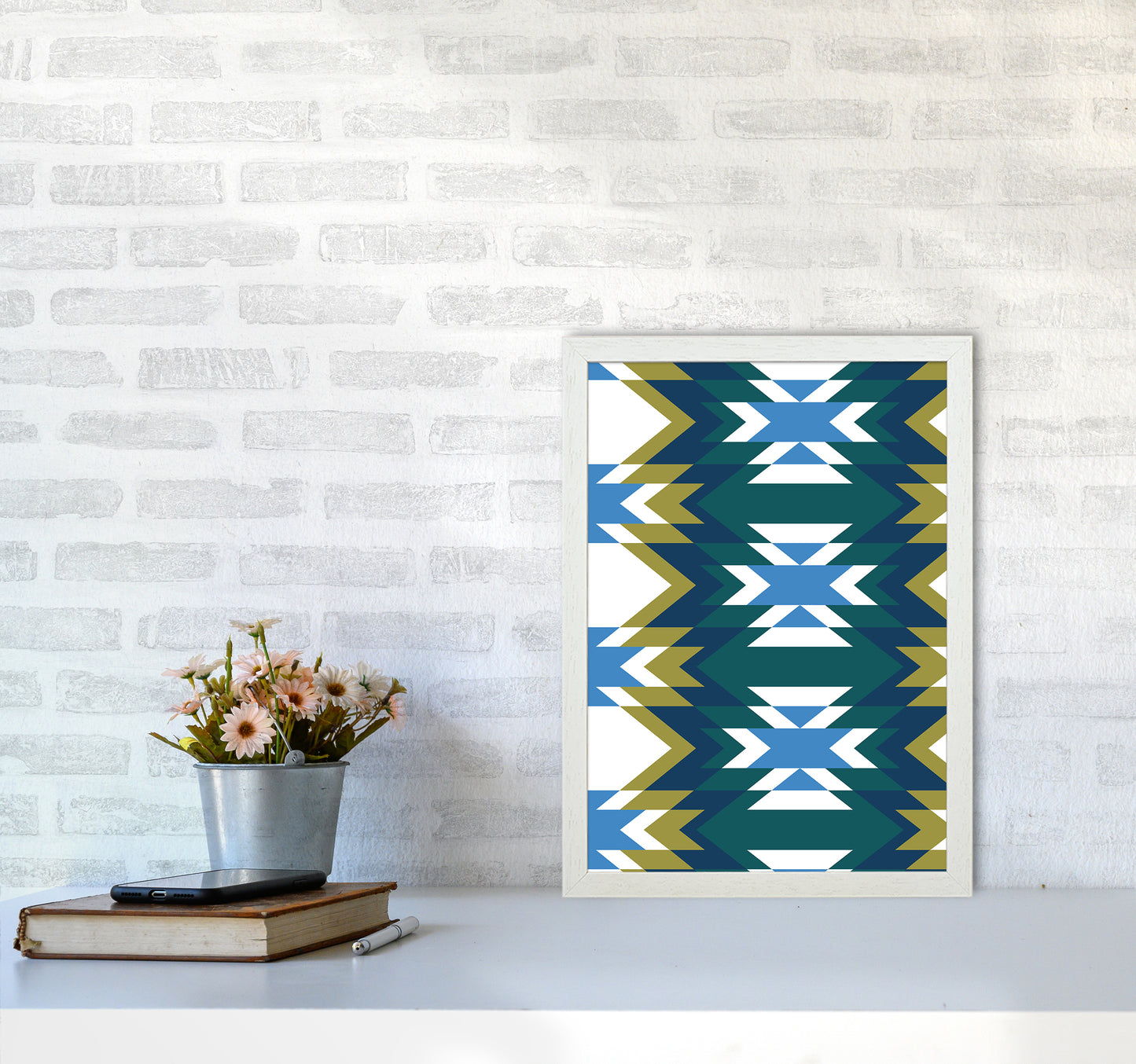 Navajos Print No 1 Abstract Art Print by Kookiepixel A3 Oak Frame