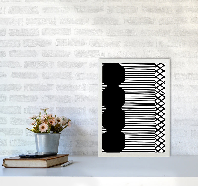 Patchwork Abstract Art Print by Kookiepixel A3 Oak Frame