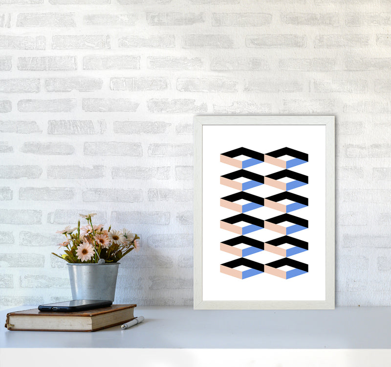 Cubes Geometric Art Print by Kookiepixel A3 Oak Frame