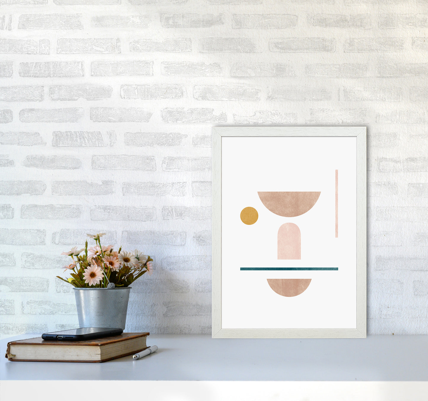 Abstract Geometric No 2 Art Print by Kookiepixel A3 Oak Frame