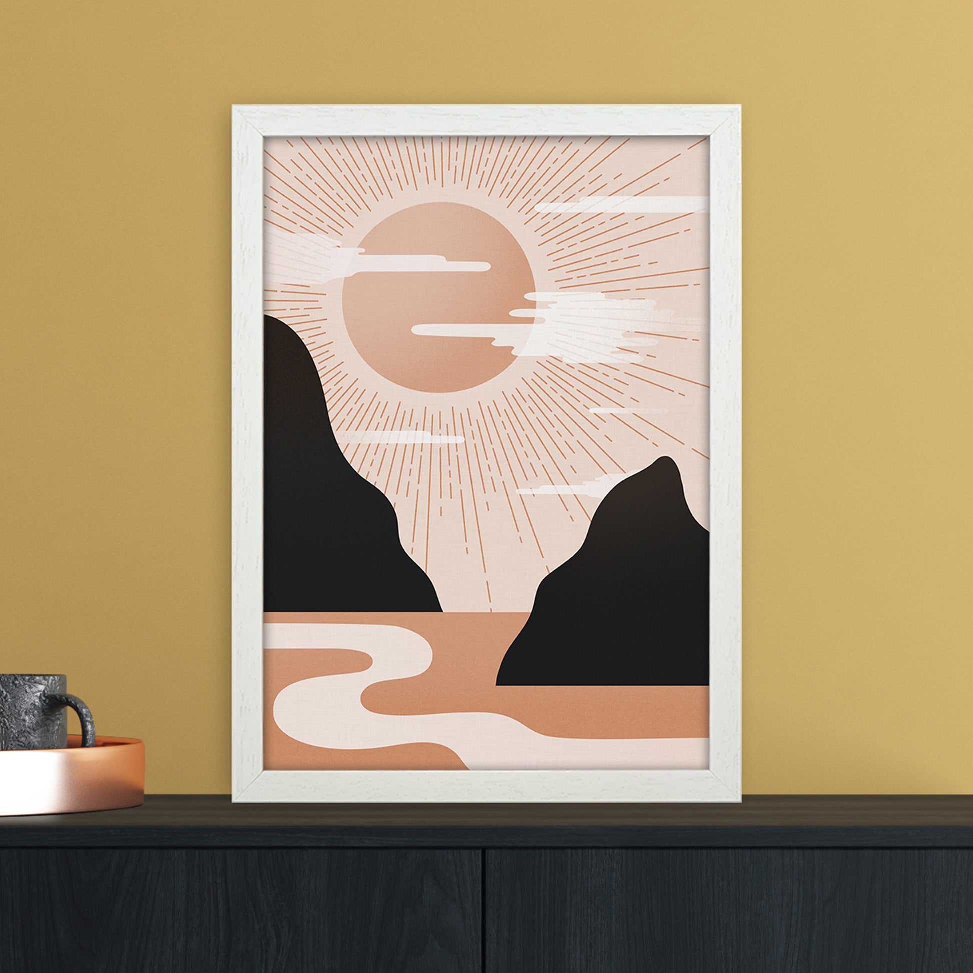 Morning Sunrise No 1 Art Print by Kookiepixel A3 Oak Frame