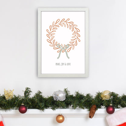 Peace joy love Christmas Art Print by Kookiepixel A3 Oak Frame