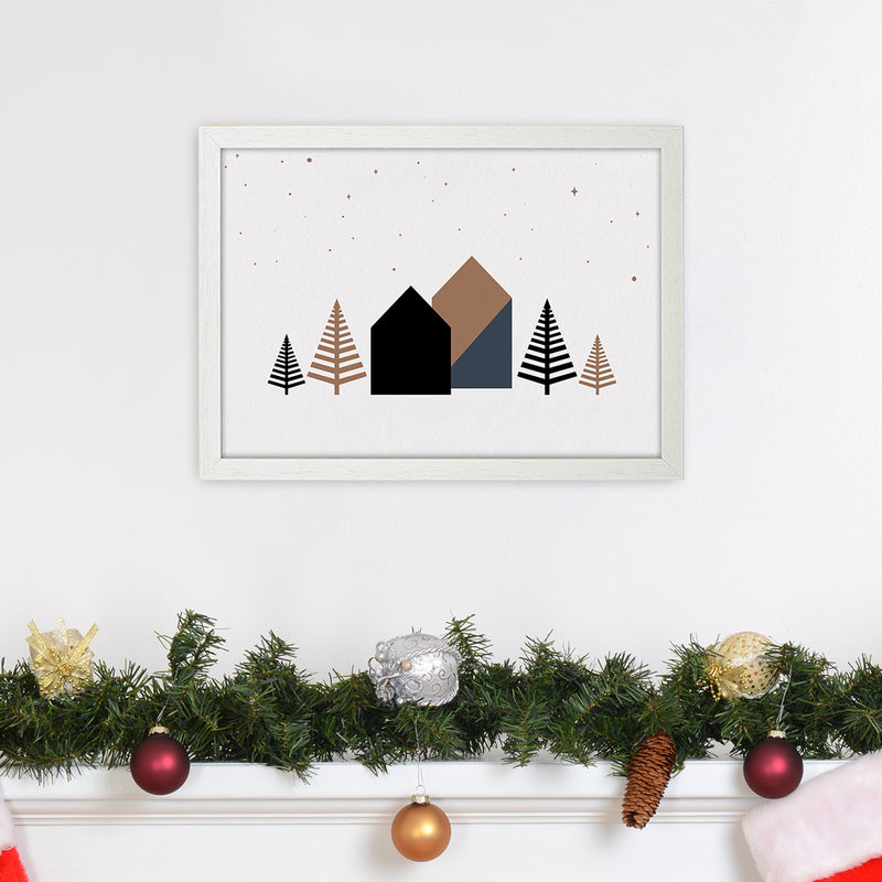 Starry night Landscape Art Print by Kookiepixel A3 Oak Frame
