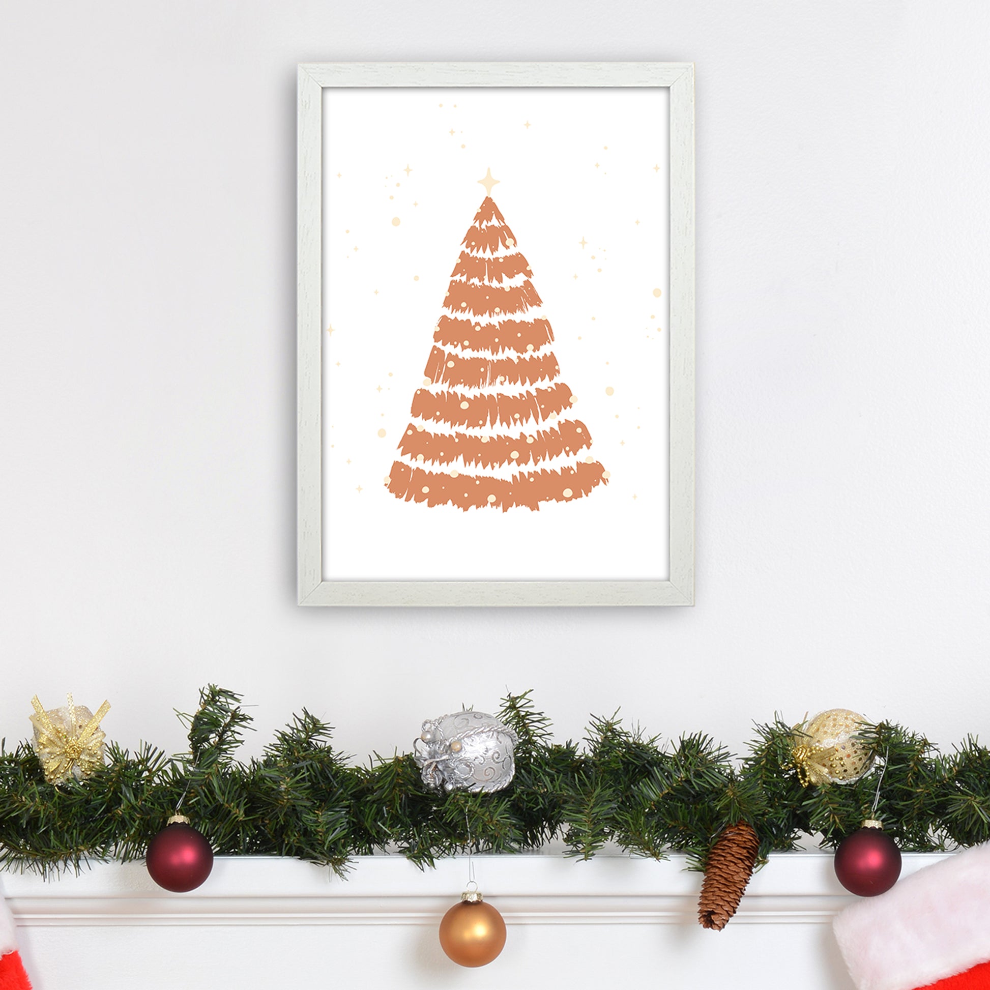 Winter wonderland Christmas Art Print by Kookiepixel A3 Oak Frame