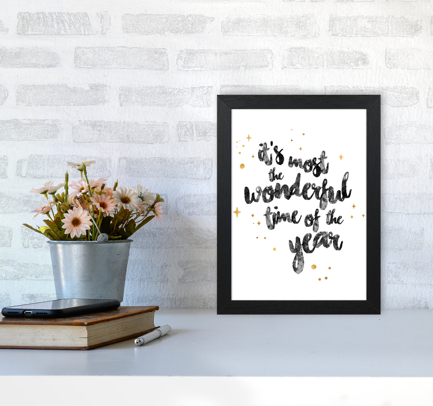 Wonderful time No 1 Christmas Art Print by Kookiepixel A4 White Frame