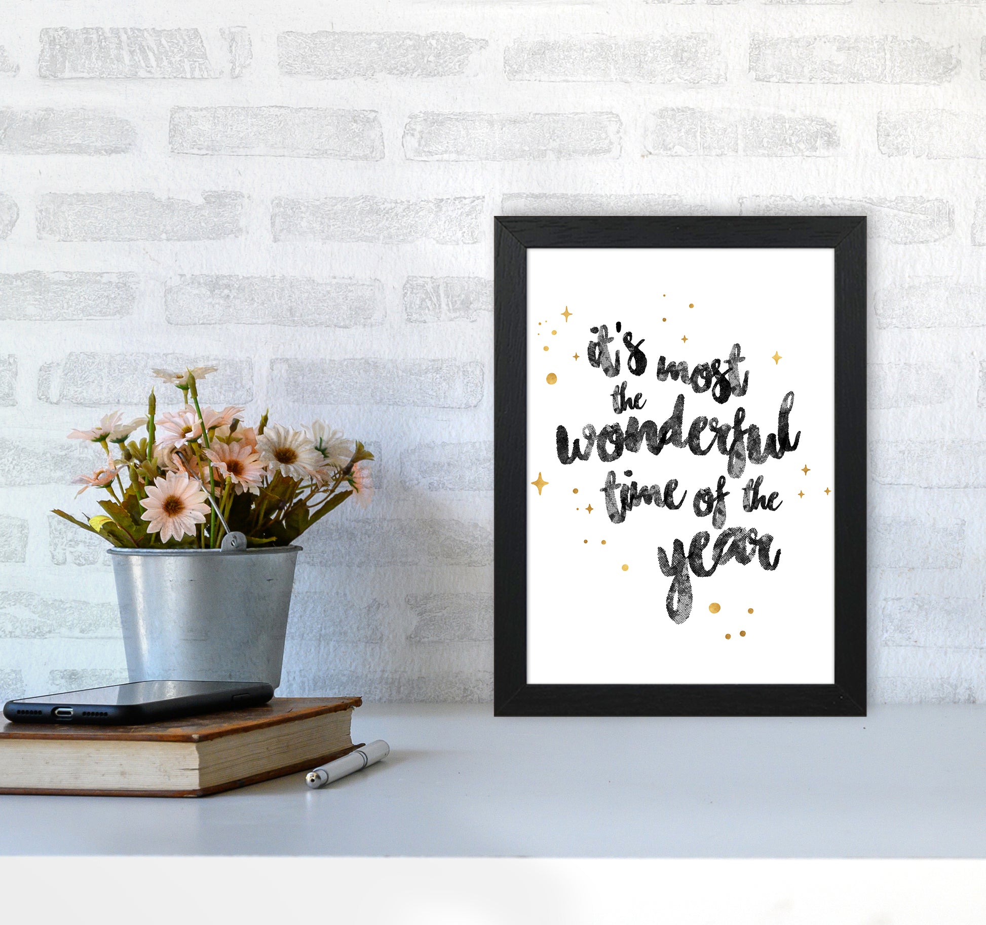 Wonderful time No 1 Christmas Art Print by Kookiepixel A4 White Frame