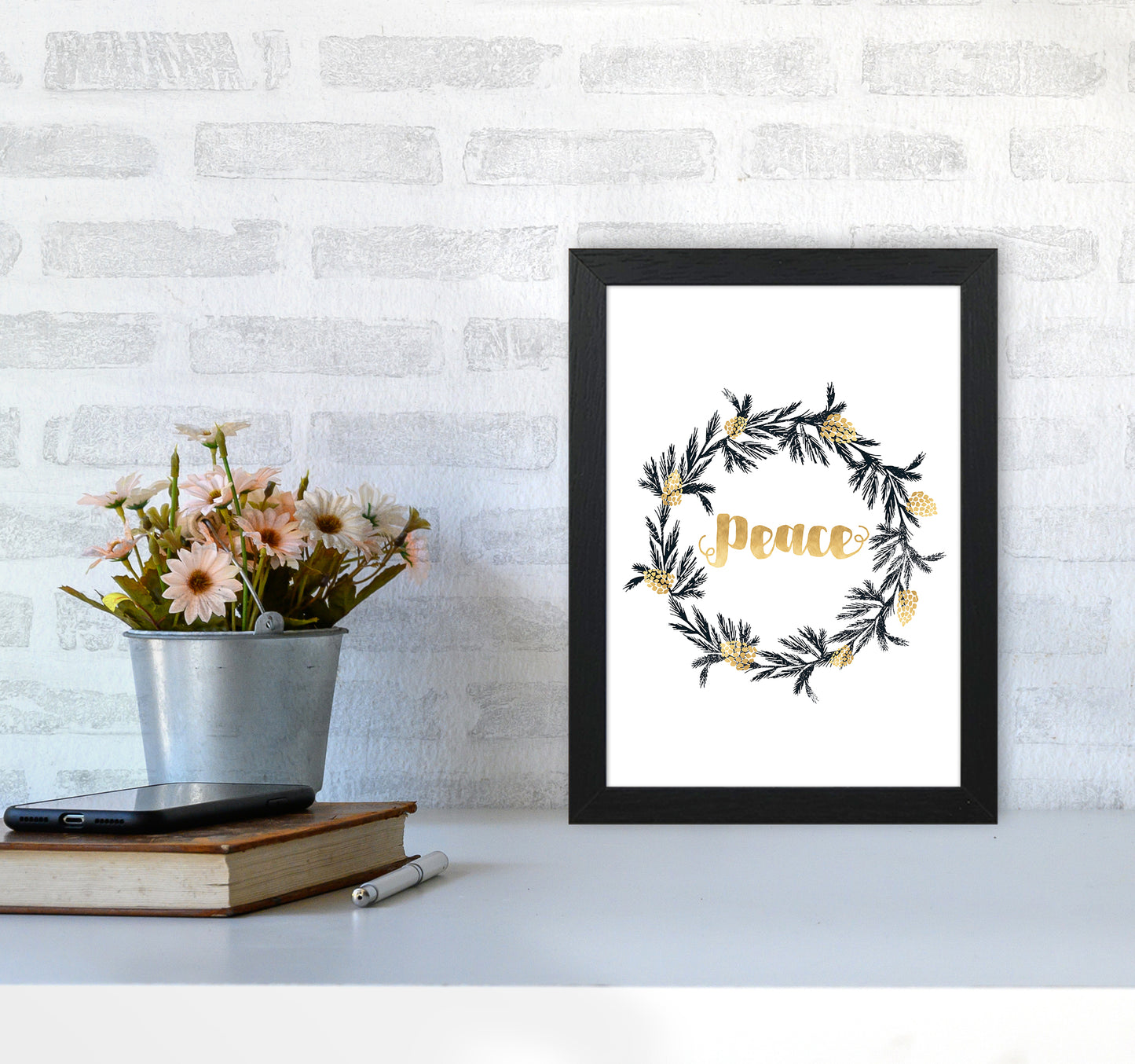 Peace Christmas Art Print by Kookiepixel A4 White Frame