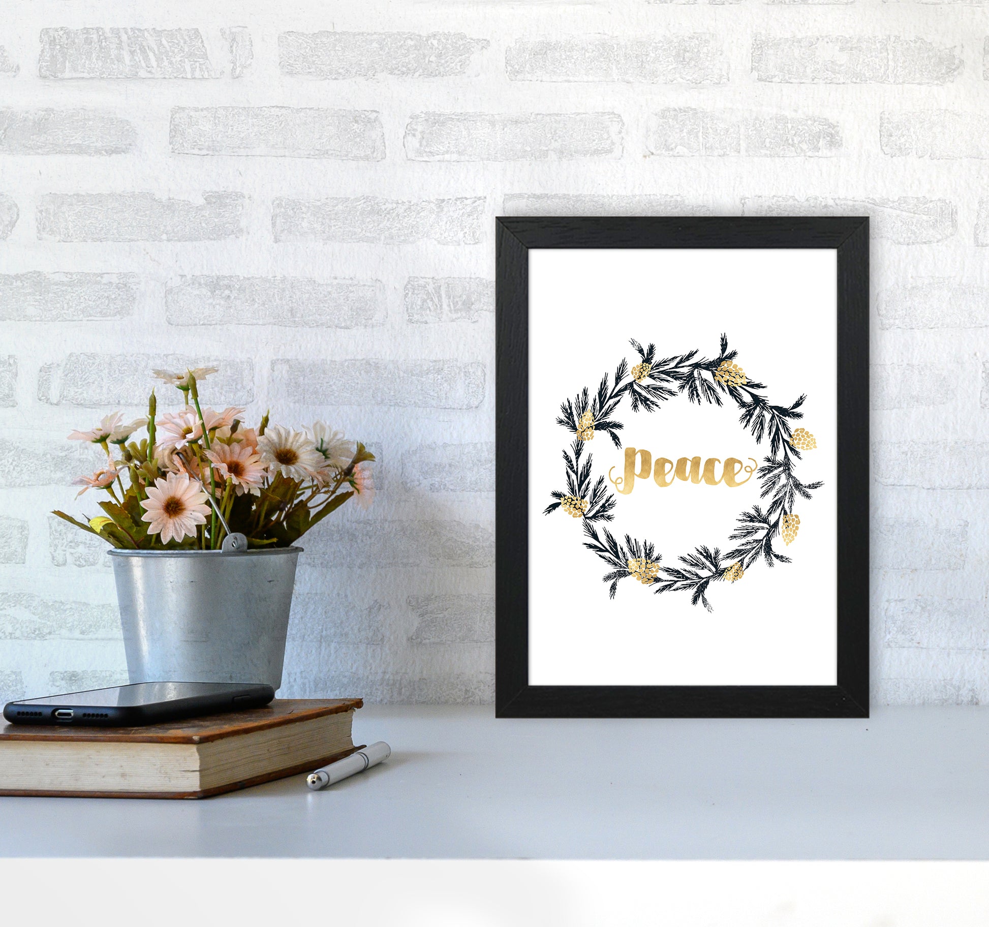 Peace Christmas Art Print by Kookiepixel A4 White Frame