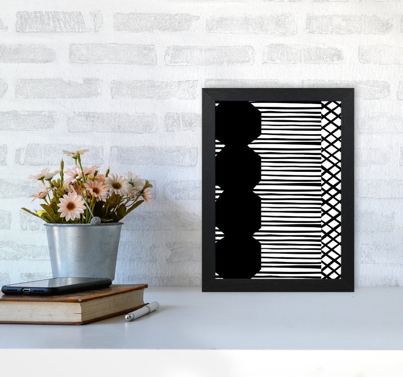 Patchwork Abstract Art Print by Kookiepixel A4 White Frame