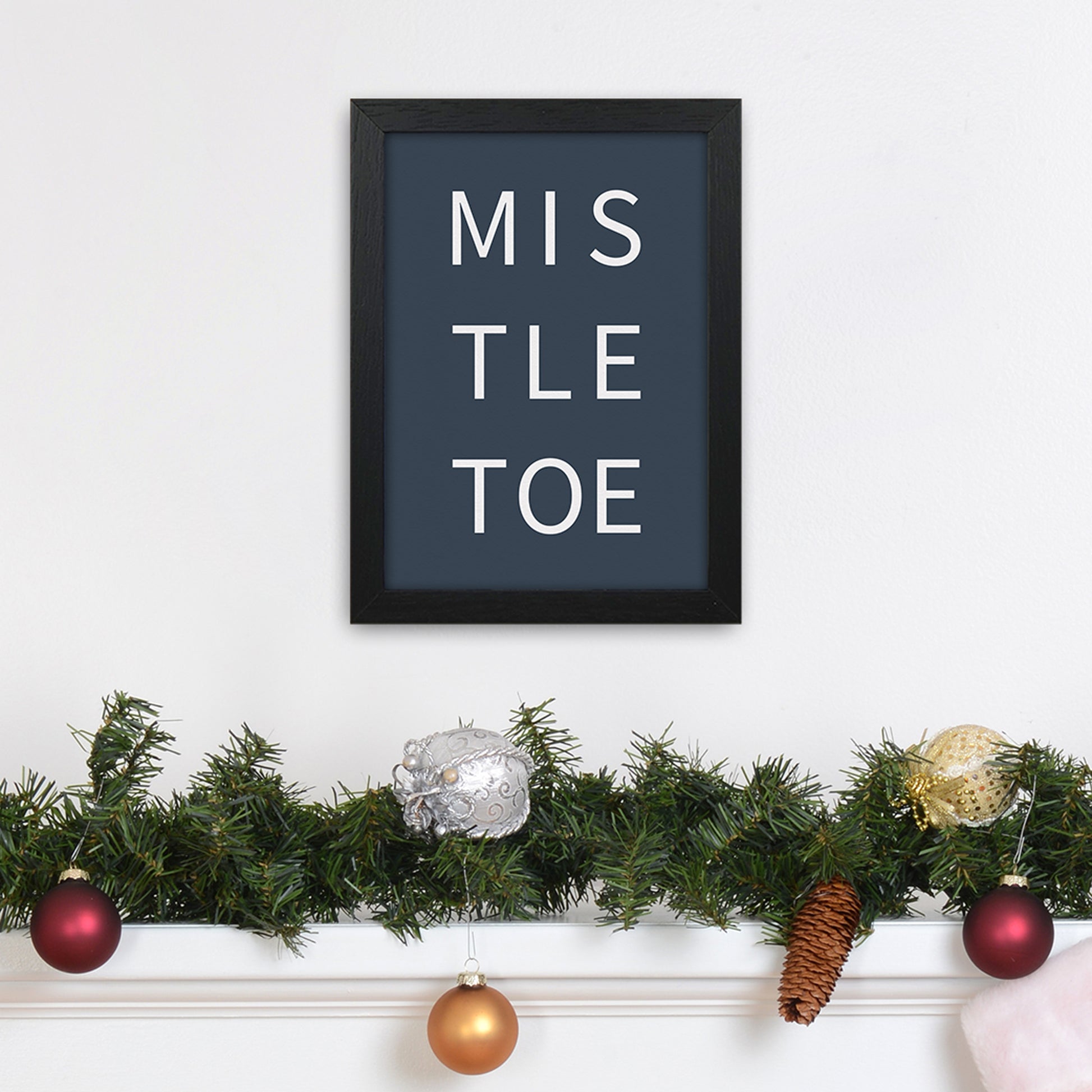 Mistletoe Christmas Art Print by Kookiepixel A4 White Frame