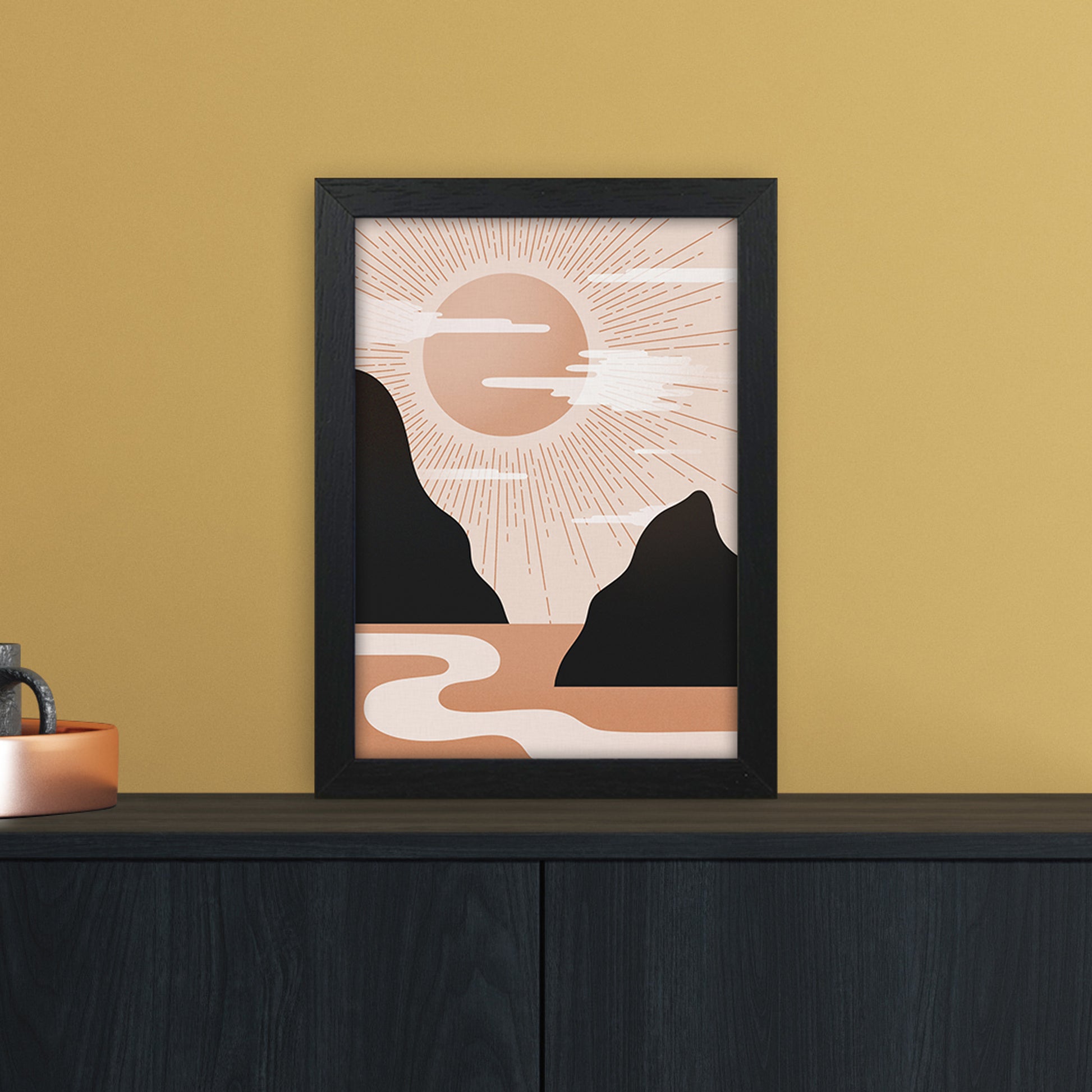 Morning Sunrise No 1 Art Print by Kookiepixel A4 White Frame