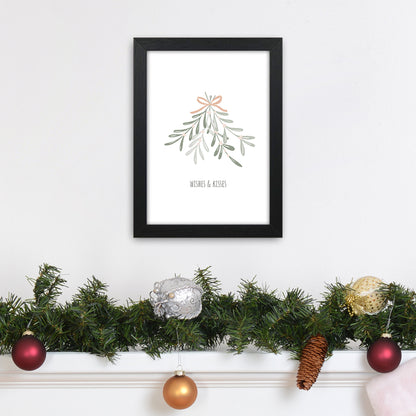 Wishes and kisses Christmas Art Print by Kookiepixel A4 White Frame