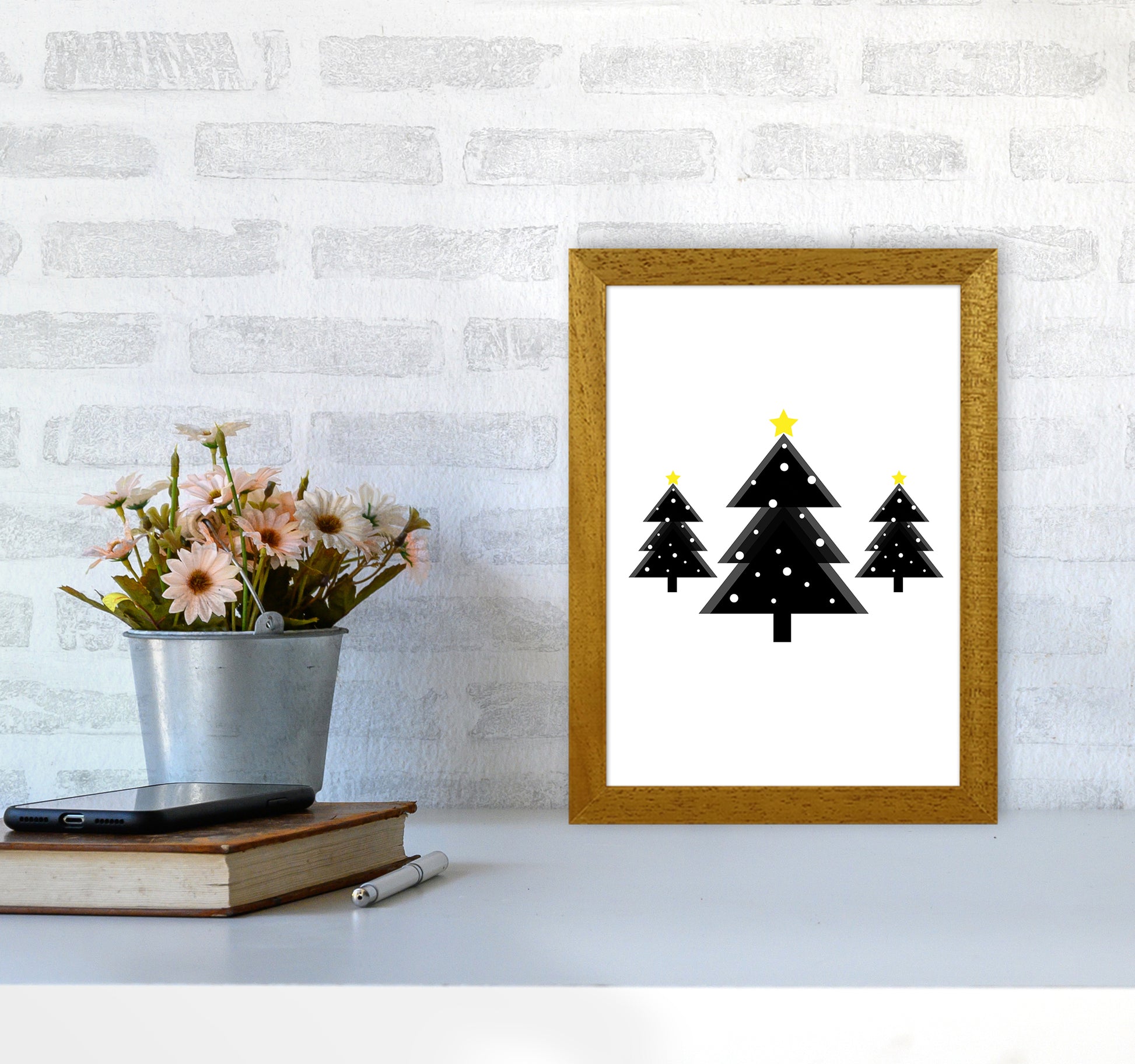 Christmas Trees Art Print by Kookiepixel A4 Print Only