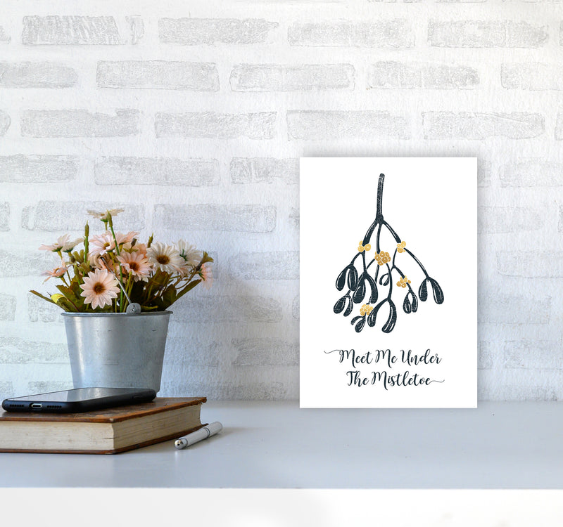 The Mistletoe Christmas Art Print by Kookiepixel A4 Black Frame