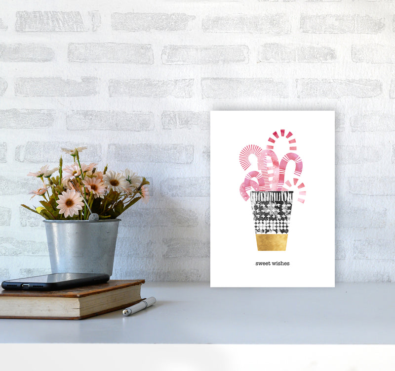 Sweet Wishes Christmas Art Print by Kookiepixel A4 Black Frame