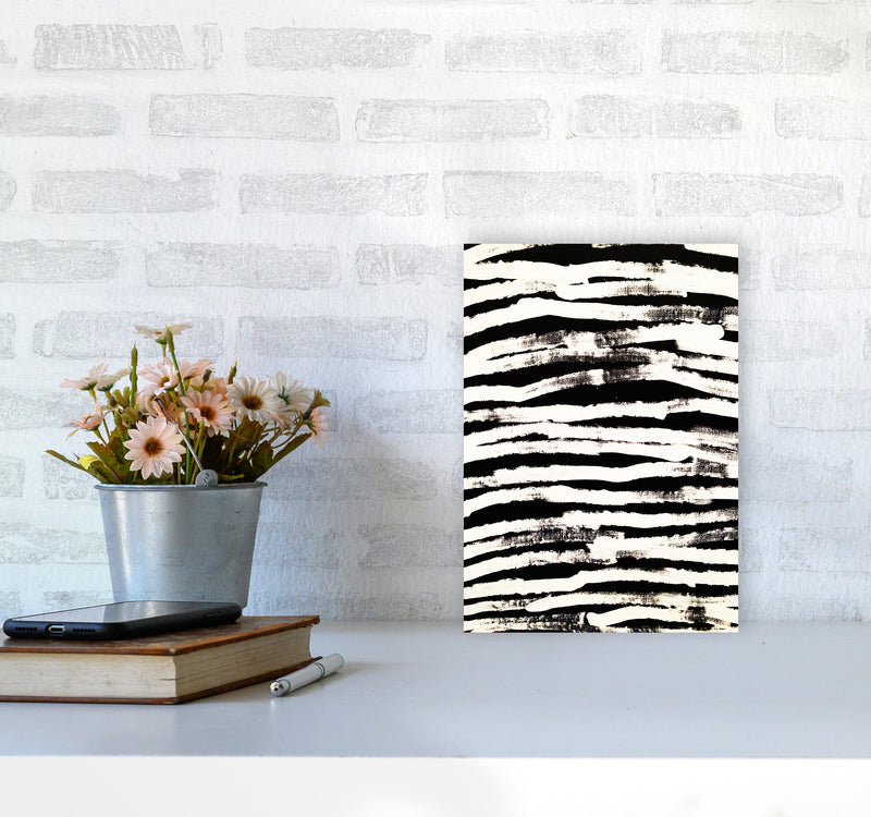 Strokes Abstract Art Print by Kookiepixel A4 Black Frame