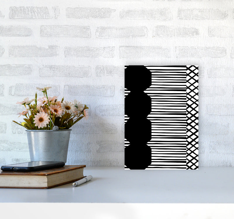 Patchwork Abstract Art Print by Kookiepixel A4 Black Frame