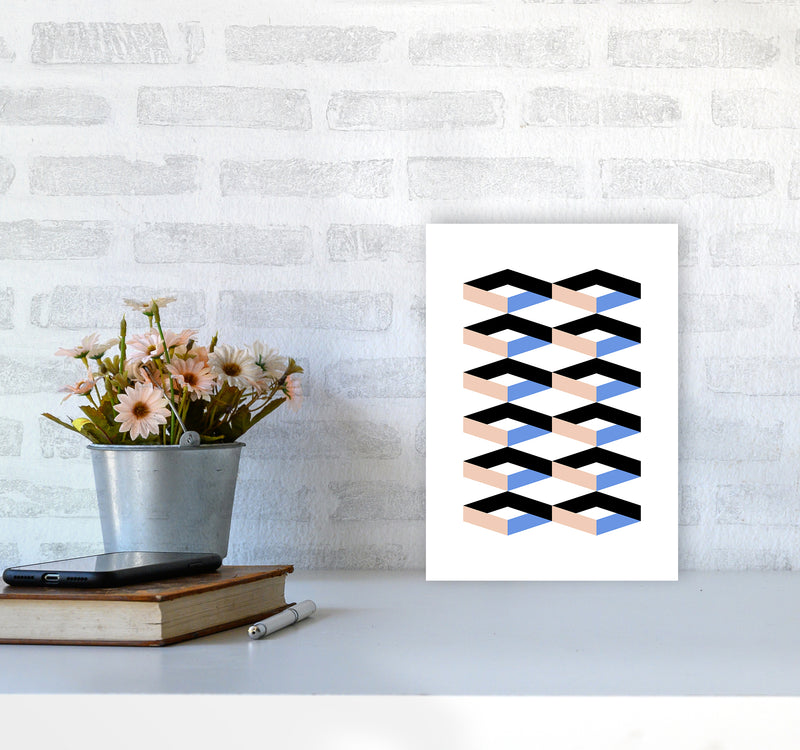 Cubes Geometric Art Print by Kookiepixel A4 Black Frame