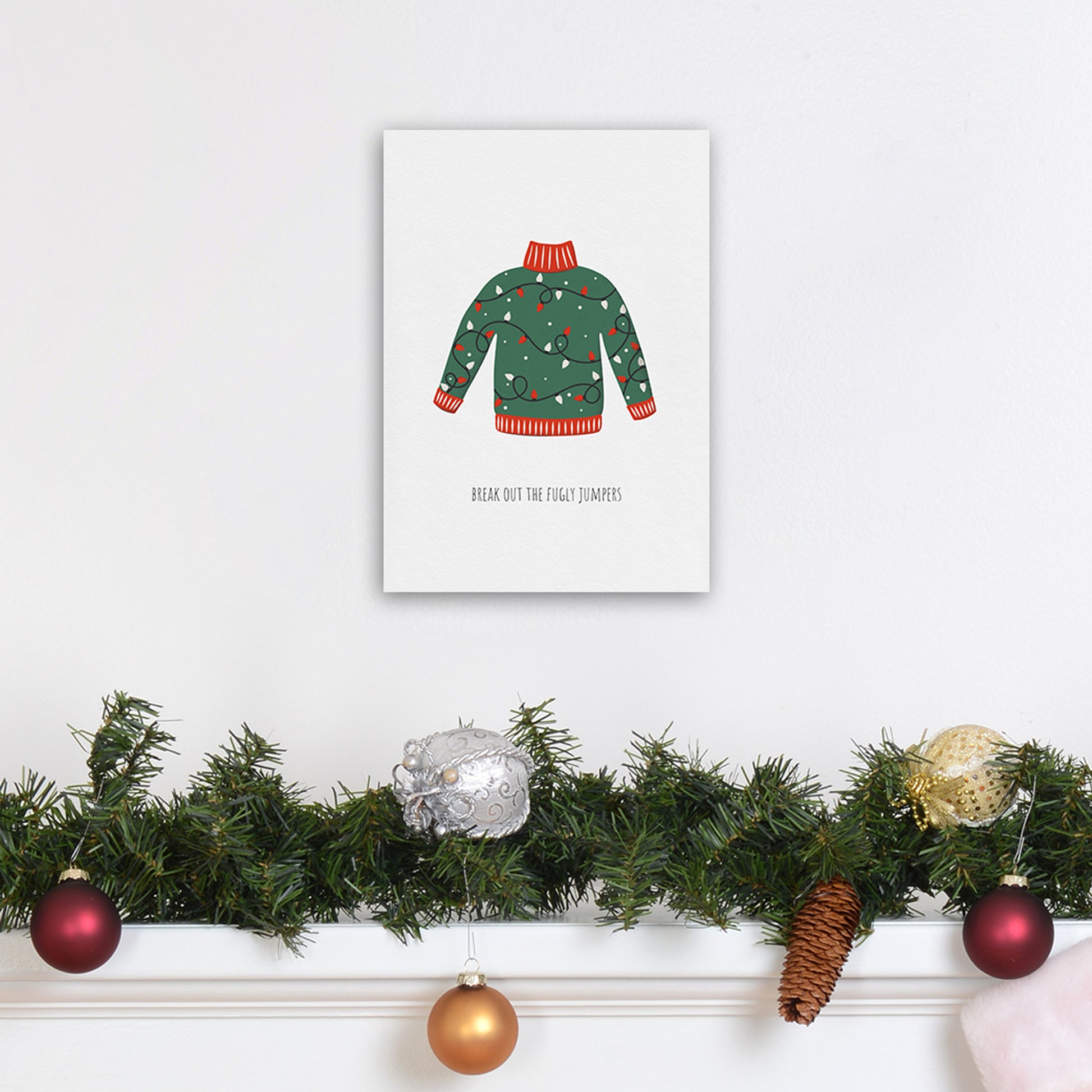 Fugly Jumpers Christmas Art Print by Kookiepixel A4 Black Frame