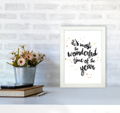 Wonderful time No 1 Christmas Art Print by Kookiepixel A4 Oak Frame