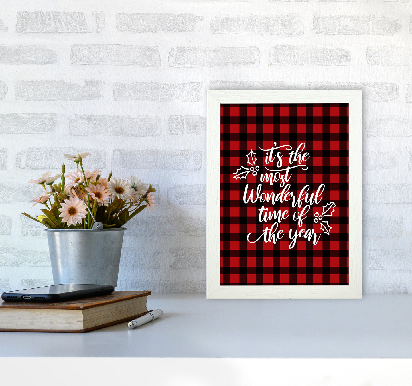 Wonderful time Christmas Art Print by Kookiepixel A4 Oak Frame