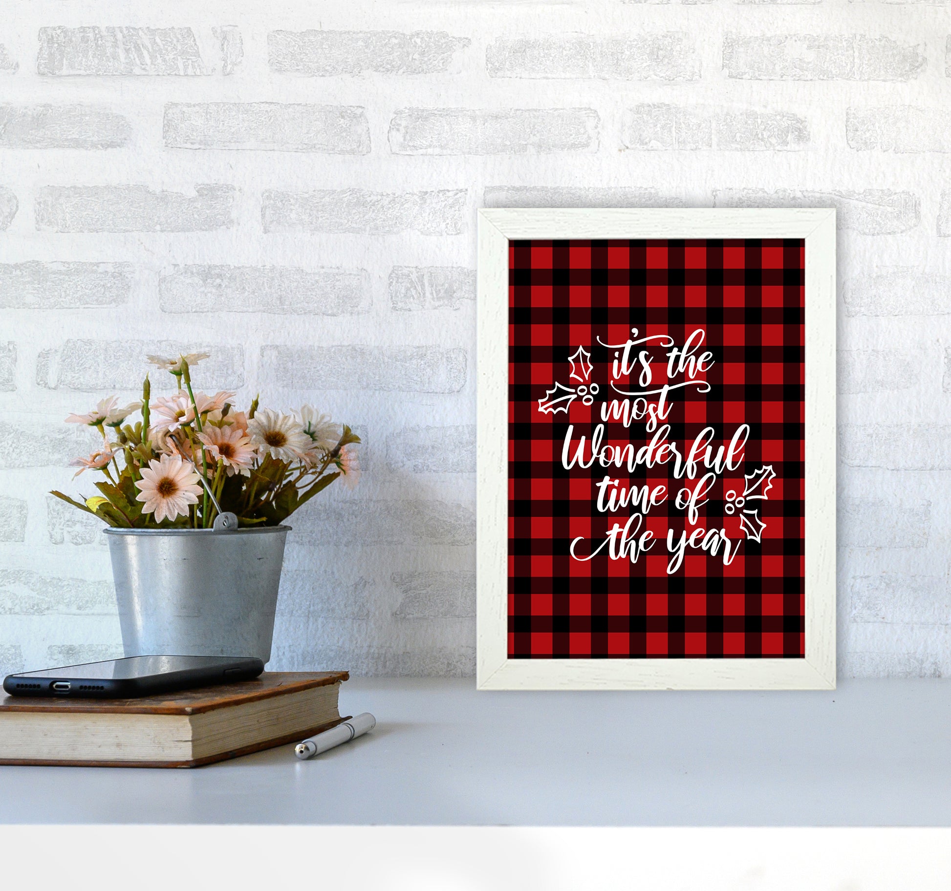 Wonderful time Christmas Art Print by Kookiepixel A4 Oak Frame
