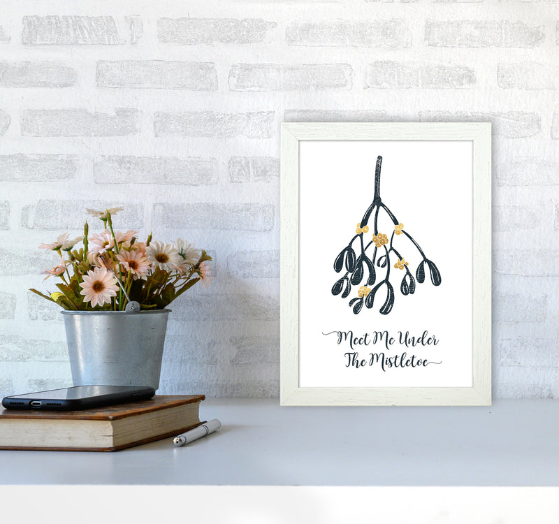 The Mistletoe Christmas Art Print by Kookiepixel A4 Oak Frame