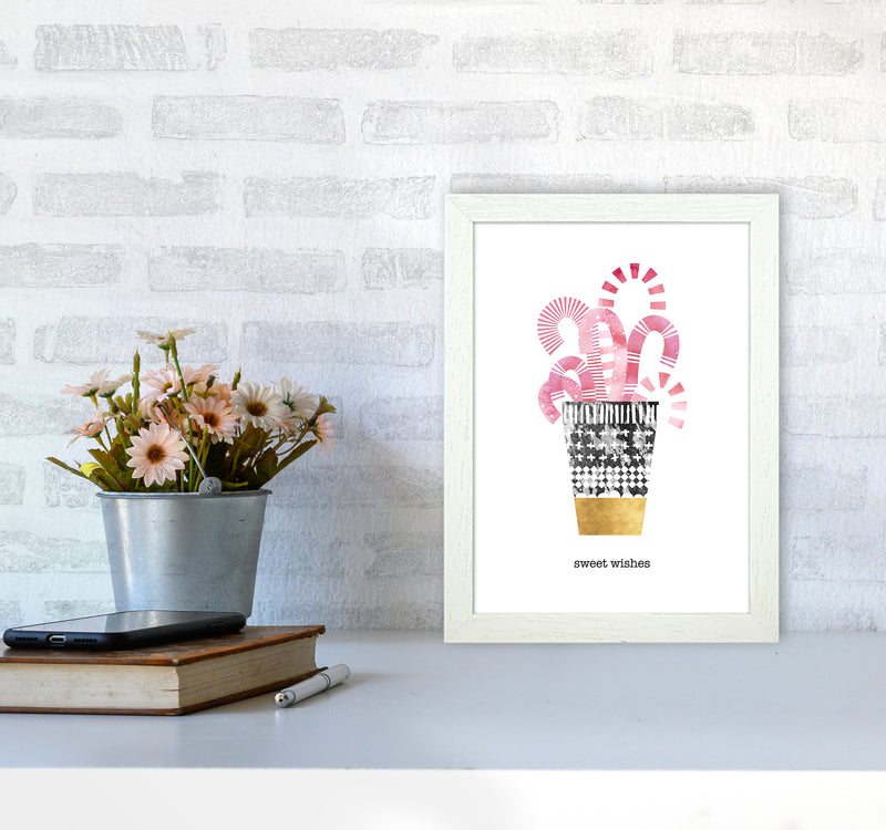 Sweet Wishes Christmas Art Print by Kookiepixel A4 Oak Frame