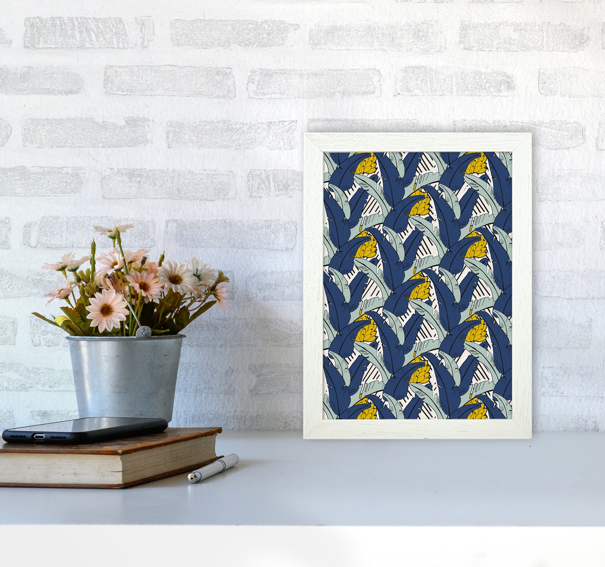 Tropical Fever Abstract Art Print by Kookiepixel A4 Oak Frame