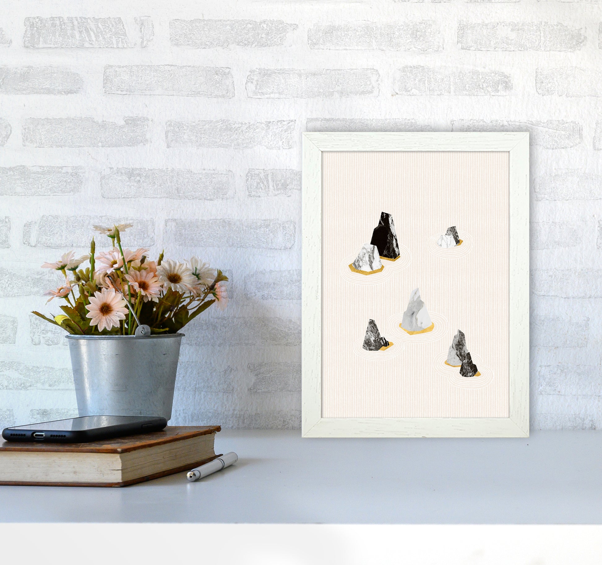 Rock Formation No 2 Art Print by Kookiepixel A4 Oak Frame