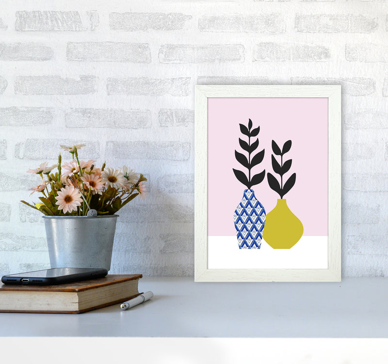 Vases No 2 Art Print by Kookiepixel A4 Oak Frame