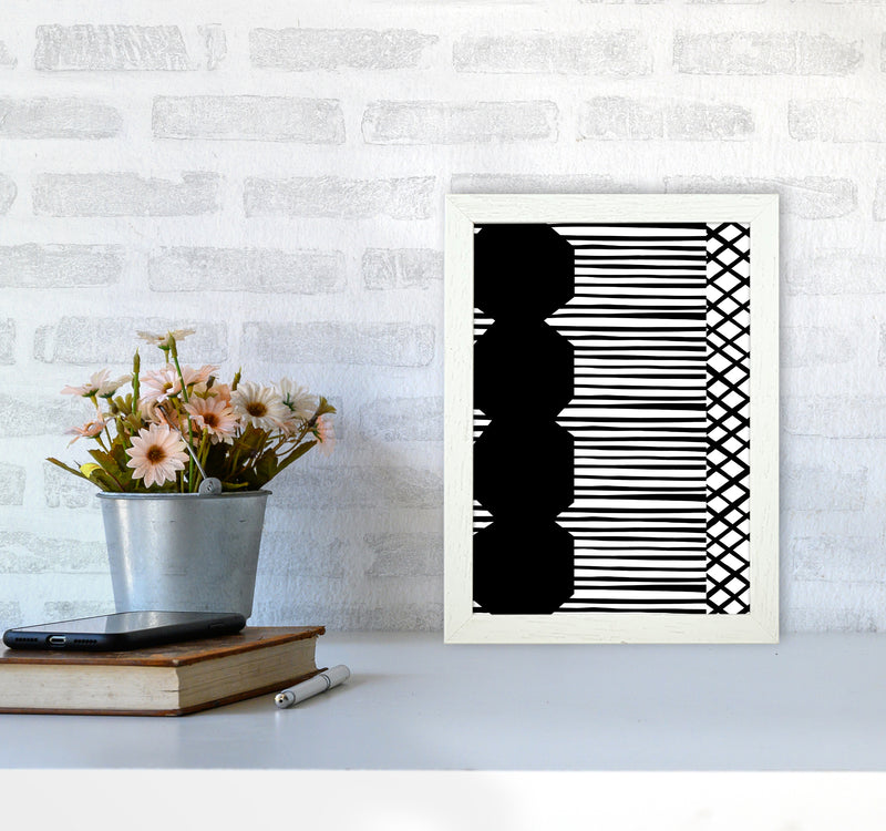 Patchwork Abstract Art Print by Kookiepixel A4 Oak Frame