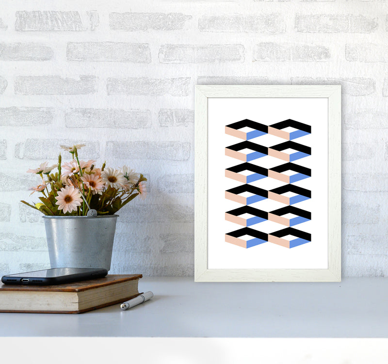 Cubes Geometric Art Print by Kookiepixel A4 Oak Frame