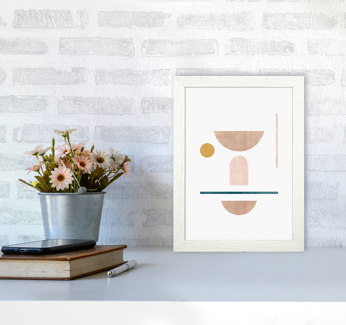 Abstract Geometric No 2 Art Print by Kookiepixel A4 Oak Frame