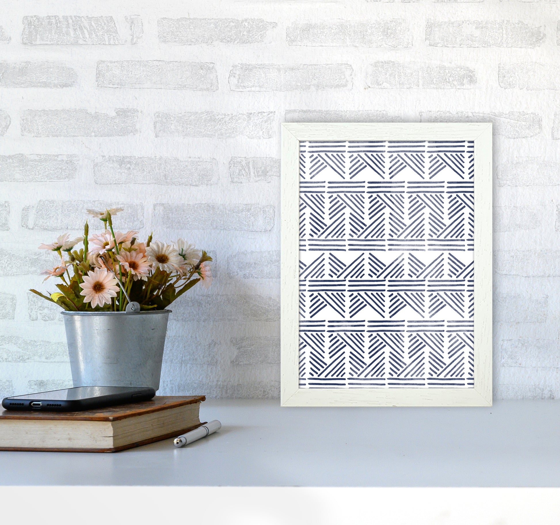 Aztec Print Art Print by Kookiepixel A4 Oak Frame