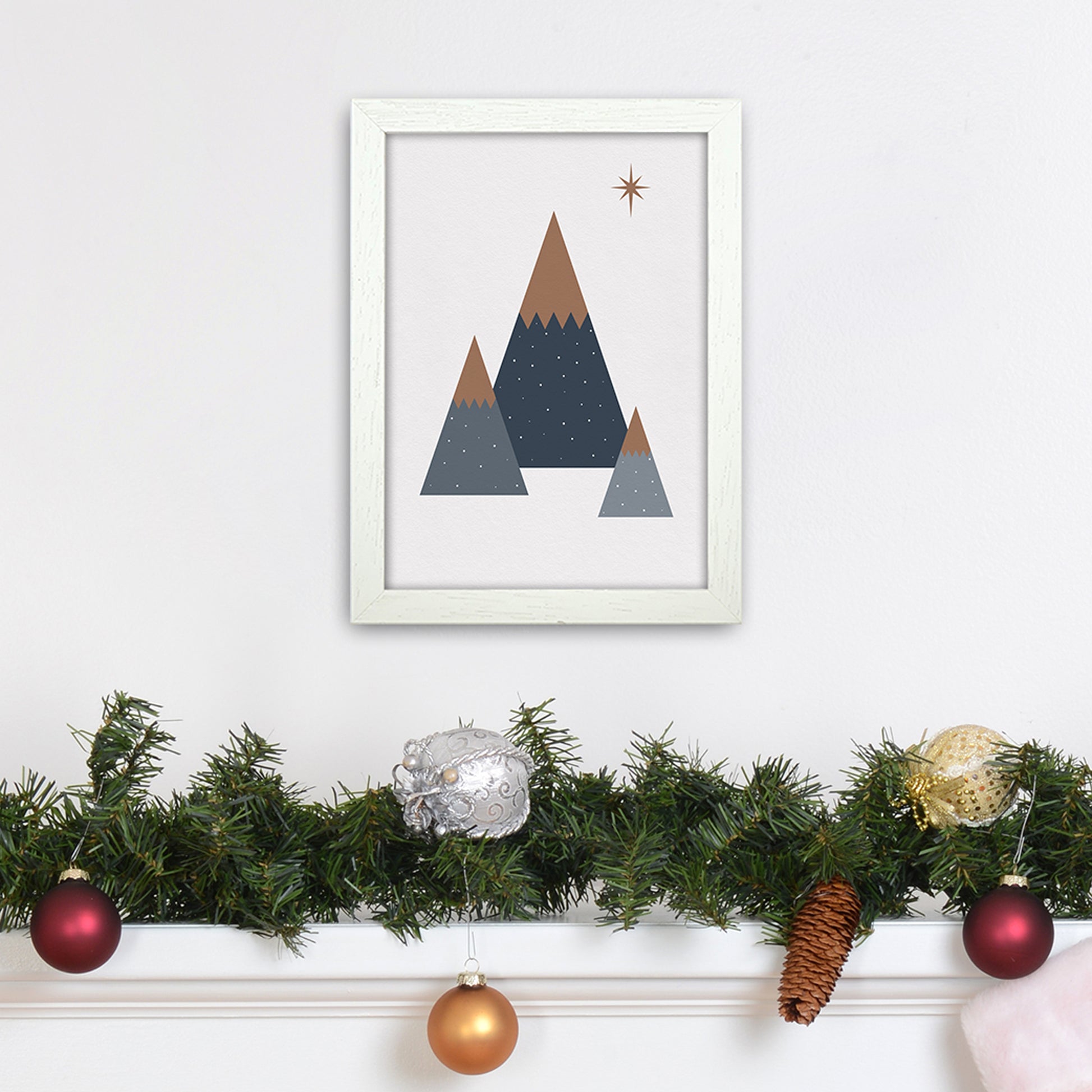 Geometric Trees Art Print by Kookiepixel A4 Oak Frame