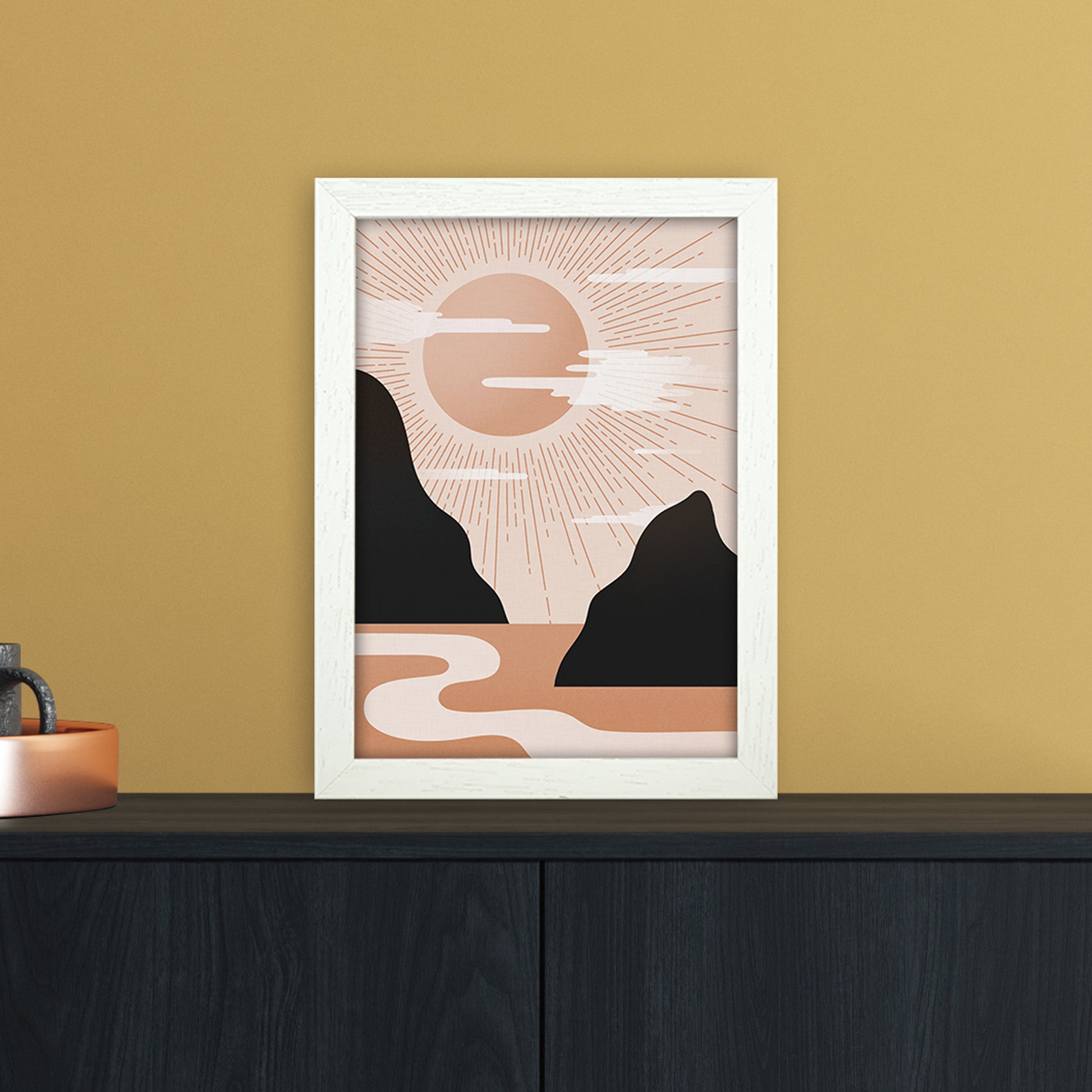 Morning Sunrise No 1 Art Print by Kookiepixel A4 Oak Frame