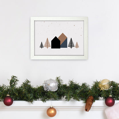 Starry night Landscape Art Print by Kookiepixel A4 Oak Frame