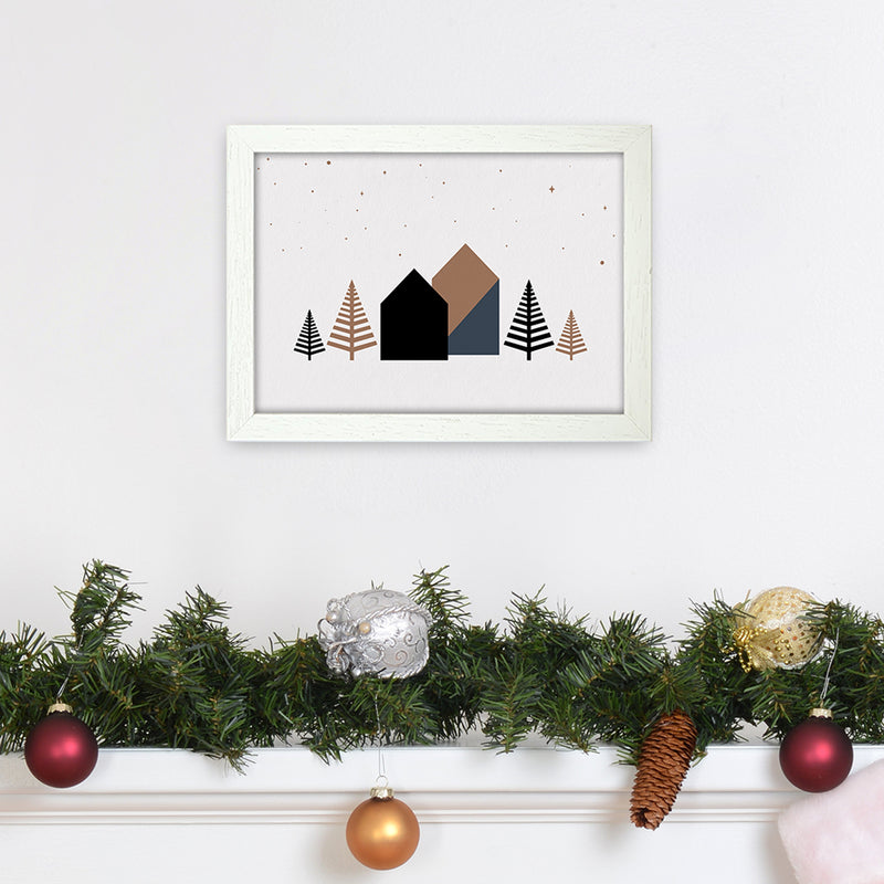 Starry night Landscape Art Print by Kookiepixel A4 Oak Frame